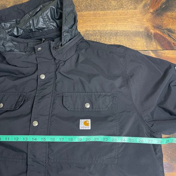 Carhartt Rain Defender Black Hooded Jacket Utility Coat Men's 2XL 103126 001 - Picture 14 of 14